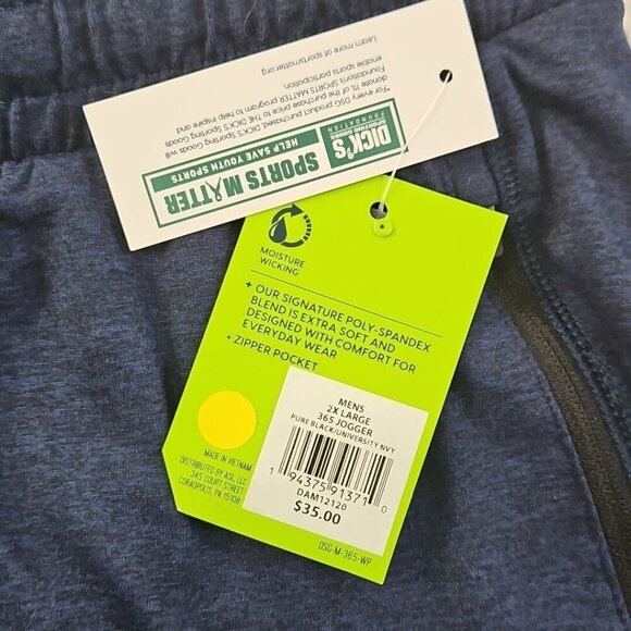 DSG Daily Jogger Men's 2XL Navy Blue Elastic Waist NEW Cuffed Hem NWT Zipper Pkt - Picture 7 of 16